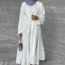 Two Piece Open Kaftan Abaya Women Long Dress Set Muslim Kimono Robe Party Gown