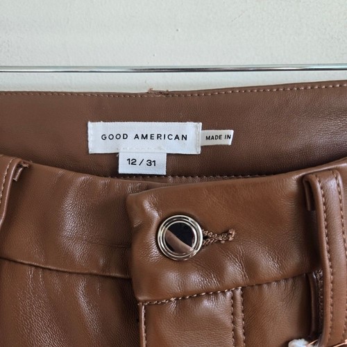 Good American Size 31 Good Legs Faux Leather Caramel Pants Casual Business Work - Picture 6 of 11