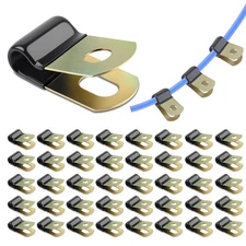 40 Pack 1/4 Galvanized Steel Cable Clamps Rubber Cushioned P Clamps for Tube Pip