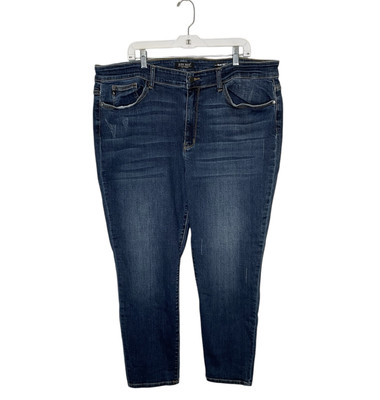 Judy Blue Tapered Slim Fit Dark Wash Jeans Womens Size 22W Distressed