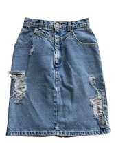 Levi's 80s Vintage White Tab Rare A-Line Skirt Size Distressed Vtg 25