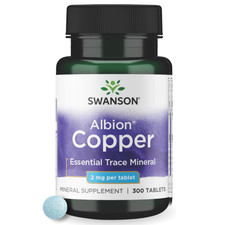 Swanson Premium Copper 2 Mg 300 Tablets+Mineral Supplemnt Chelated capsule