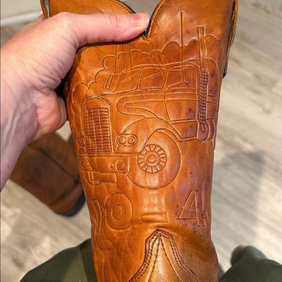 Vintage Wrangler 10-4 Truck Cowboy Boots Men 7.5/Women’s 9 Tan Leather Western Wrangler Cowboy Boots Brown Leather Mens Size 9.5 D Vintage  main image 3