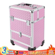 Rolling Makeup Train Case Cosmetic Trolley Makeup Storage Organizer Luggage Box