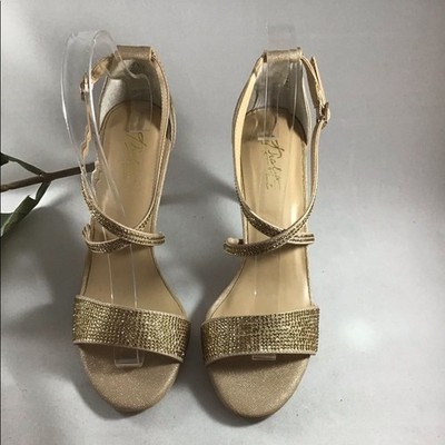 Thalia Sodi gold rhinestone heels size 7.5 .