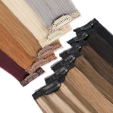 Premium Clip In 100 Human Hair Extensions Half Head Real Remy Hair Lace Weft US