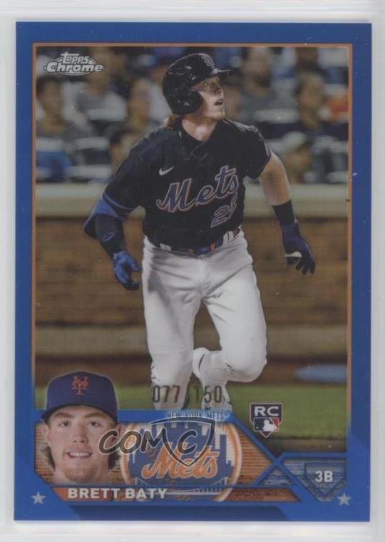 2023 Topps Chrome Blue Refractor 77/150 Brett Baty #204 Rookie RC ez6