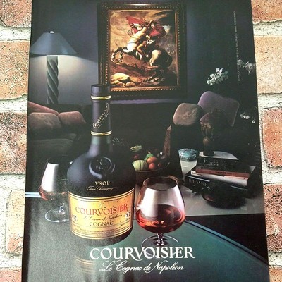 1983 Courvoisier Cognac Brandy VSOP de Napoleon Stately Den Scene Vtg Print Ad