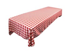Polyester Gingham Checkered 60x144 Inch Rectangular Tablecloth White Red