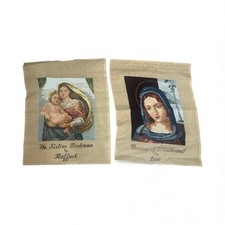 Incomplete VTG LOT/2 needlepoint Religious Christian Madonna 20  x25 Tapestries
