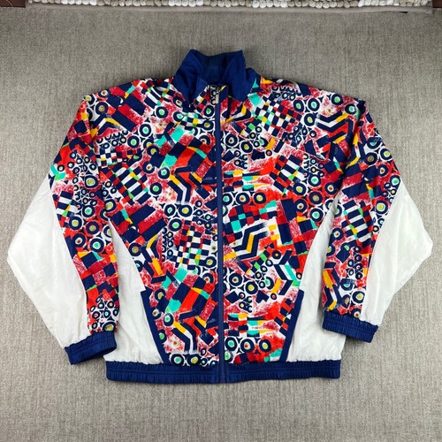 Mizuno, Mizuno Windbreaker Men Medium Geometric Colorful Vintage 90s Tennis Track Jacket