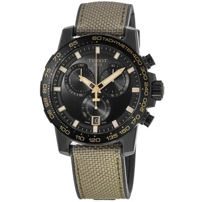 New Tissot Supersport Chrono Black Dial Fabric Men's Watch T125.617.37.051.01