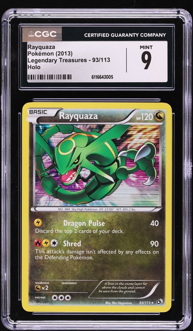 CGC 9 Rayquaza Holo Rare Legendary Treasures B&W 2013 Pokemon Card #93