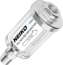 NEIKO 30252A Water and Oil Separator for Air Line | 1/4" 90 PSI, Transparent 