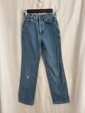 Vintage Lee Jeans Girls 14 Slim Blue Denim Tapered Rider Slim Leg USA 80s Play