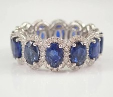 14K White Gold Plated 2Ct Oval LabCreated Blue Sapphire Women's Wedding Ring