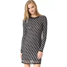 Diane Von Furstenberg Black White Double Layer Knit Dress 