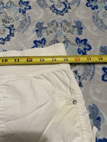 Justice Girls Size 18R White Cotton Shorts Pull On Jean Short Stretch Drawstring - Picture 3 of 7