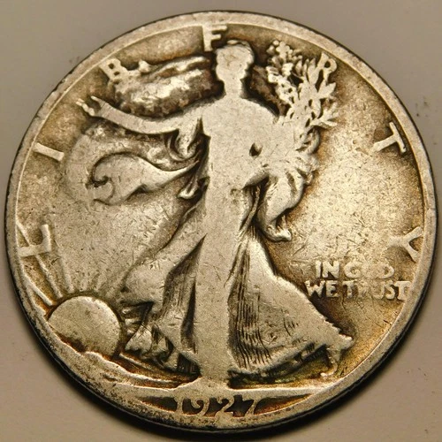 1927 S Walking Liberty Half Dollar 90% Silver VG - F   "As Pictured-Not Cleaned"