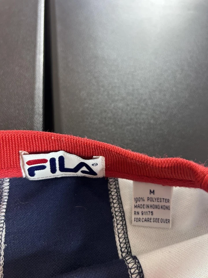 Camisa Fila Vintage Para Hombre Mediana Azul Blanco Rojo Rayas Manga Larga Jersey Años 90 Foto 4 de 4