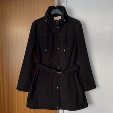 Michael Kors Belted Trench Coat Size Large UK 16-18 Women’s Black Fleece Lined