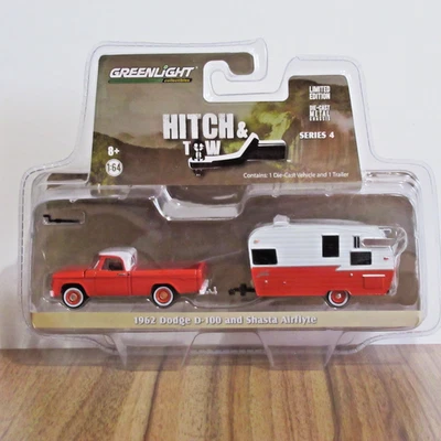 GREENLIGHT 1/64 HITCH & TOW 1962 DODGE D-100 & SHASTA AIRFLYTE SERIES 4 - image 1 of 4
