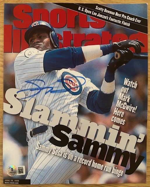 SAMMY SOSA CHICAGO CUBS SIGNED 8X10 SPORTS ILLUSTRATED PHOTO BGS AUTOGRAPH D