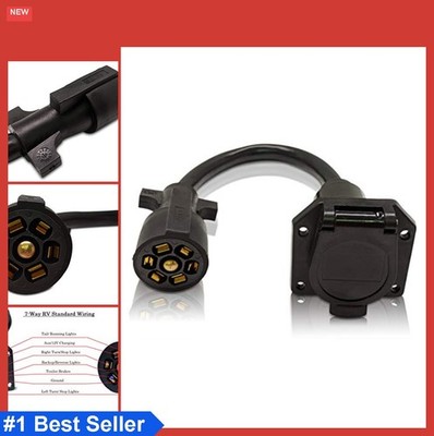 7 Way Trailer Wire Extension 12 Inch Male to Female RV Blade Connector Heavy
