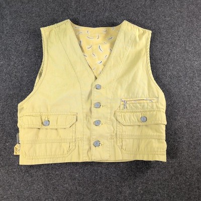 Esprit Vintage 90s Yellow Utility Vest Women s Paisley Lined Button Front Small