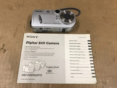 Sony Cyber Shot Digital Still Camera - 3.2 Mega Pixels - DSC-P32/P52 W/ Manual