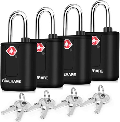 4 Pack TSA Approved Travel Luggage Locks with Keys, Keyed Suitcase Padlock, Zipp