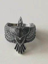 Titanium Eagle Flag Stainless Steel Biker Gothic Ring Size Various New.