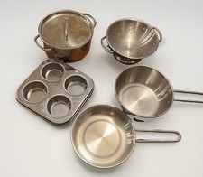 Melissa  Doug Stainless Steel Pots  Pans 6 Piece Play Kitchen Set Premium Toy