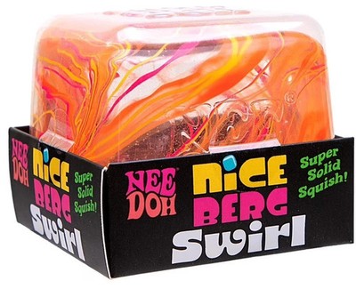 Rare Schylling NeeDoh Nice Berg  Swirl JUMBO pink, orange and yellow swirl