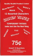 vtg vending machine decal sticker NOS Temporary Tattoo Looney Tunes speedy taz
