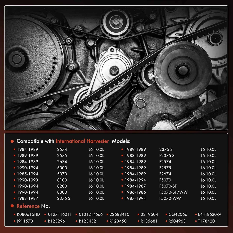 Cinturón serpentino de alta resistencia 61,51" para International Harvester Freightliner Volvo Foto 3 de 4