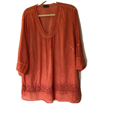 Samoon by Gerry Weber Woman Gauzy Tunic  Blouse/Top Orangy Pink  Summer Ready  