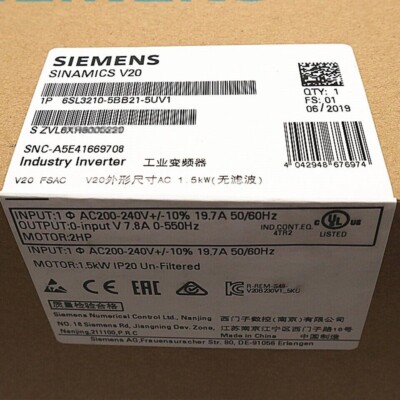 6SL3210-5BB21-5UV1 New Sealed Siemens Industry Inverter 6SL3210-5BB21-5UV1 IPCS