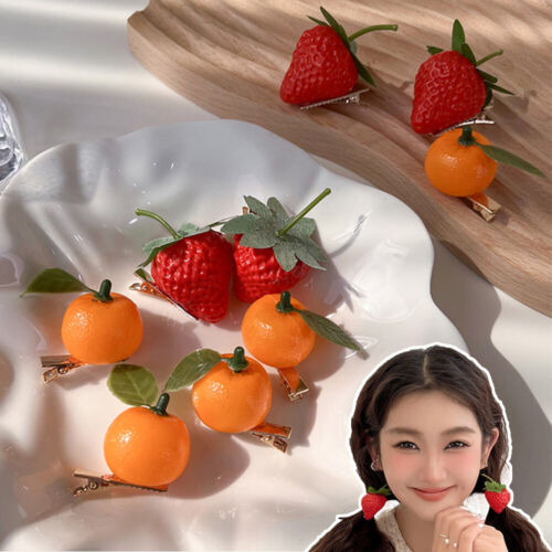 1pc Strawberry Cute Resin Fruit Hair Pins Hair Accessories Girl  - Picture 1 of 29