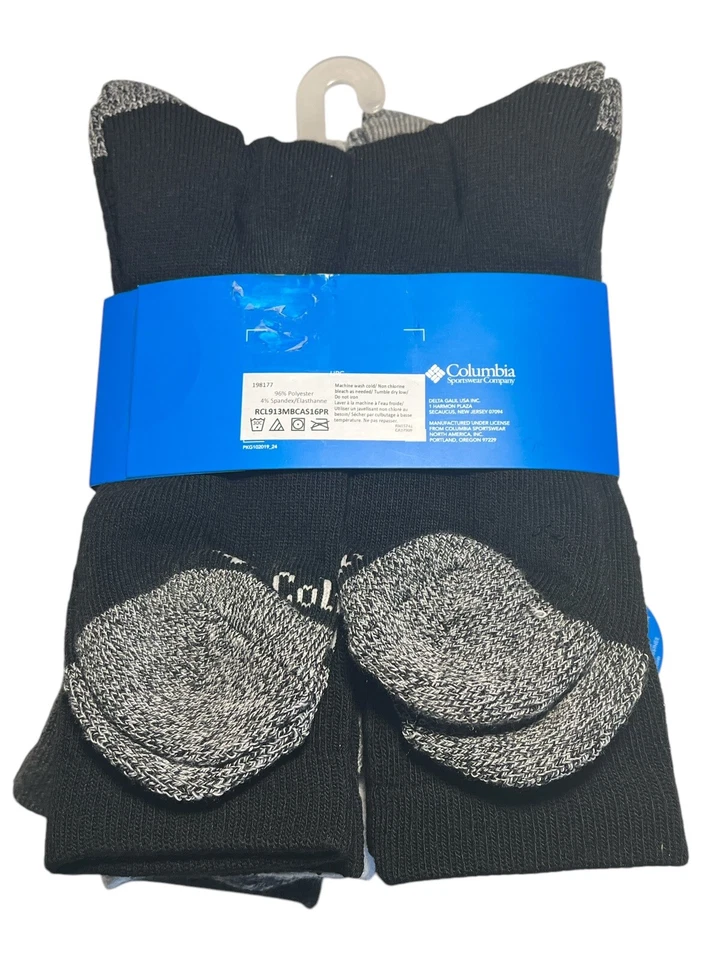 Calcetines Columbia Para Hombre 6-12 Atléticos Crew 6 Pares Soporte Arco Medio Cojín Tacón Y Foto 2 de 4