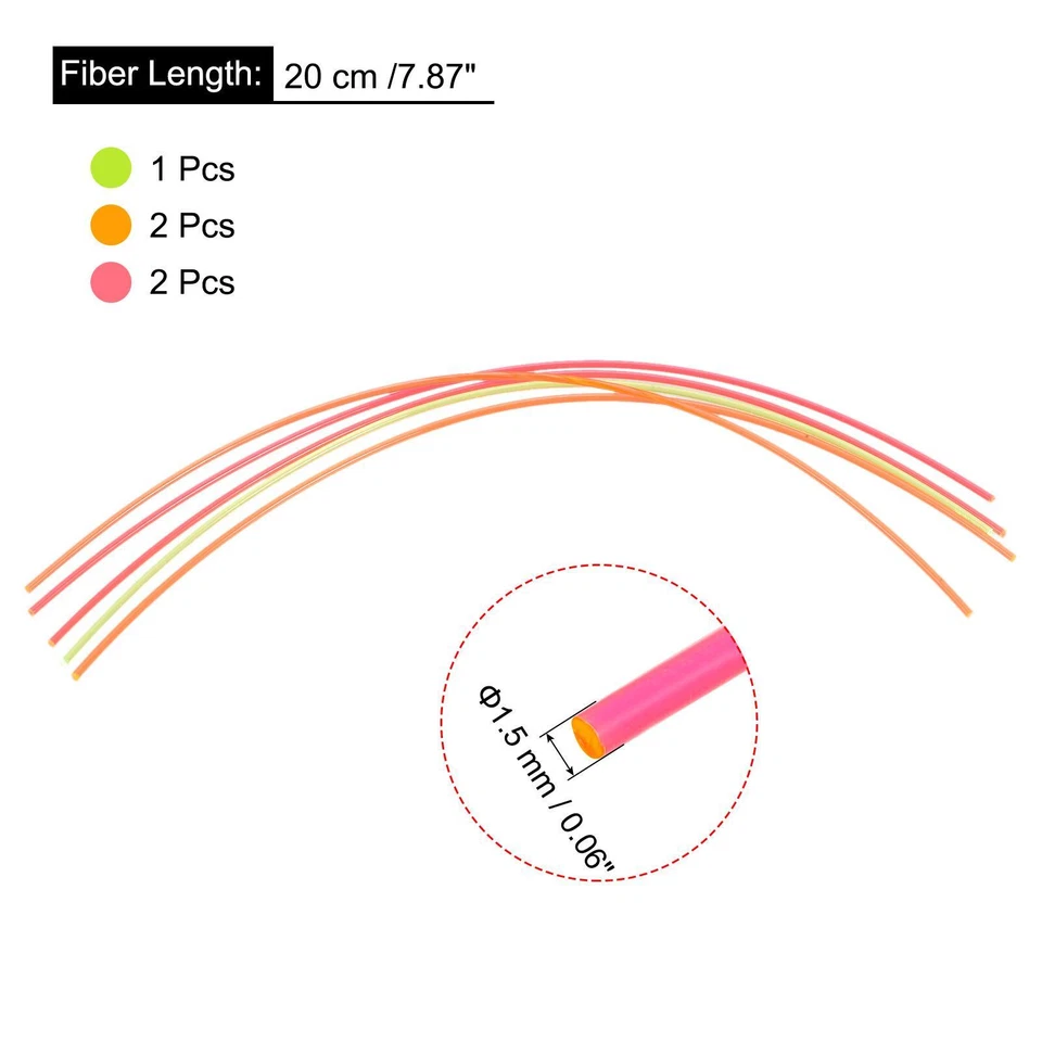 Pack mit 5 Faser Optische Stäbe PMMA für Visier 1.5mmx20cm Rot Grün Orange 1Set - Bild 2 von 4