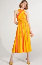NWT. $2690 CAROLINA HERRERA Stretch-knit Halterneck Dress Sz M 