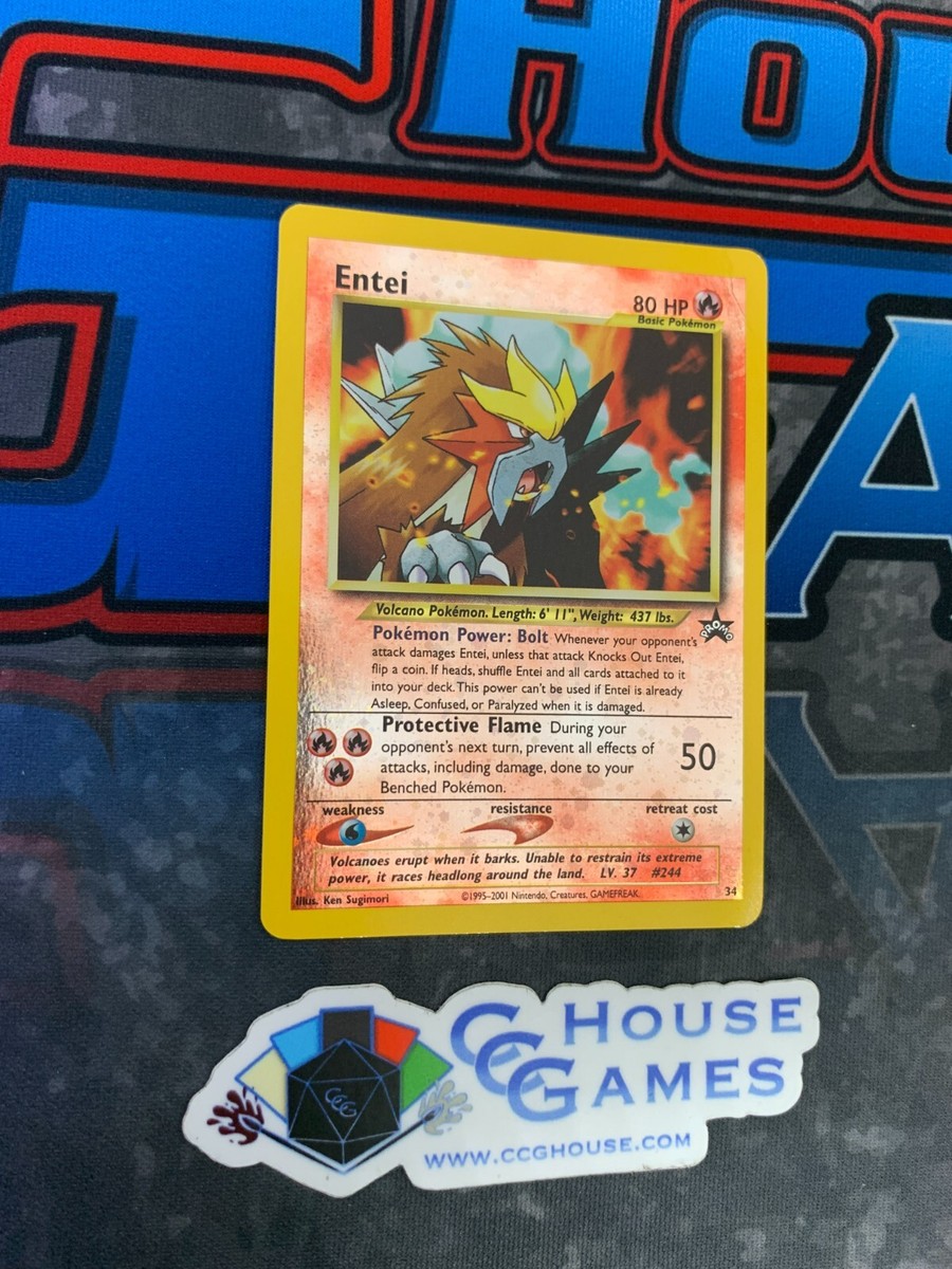 Pokemon TCG - Entei #34 Black Star Promo Holo Foil - Quad 4 SWIRLS