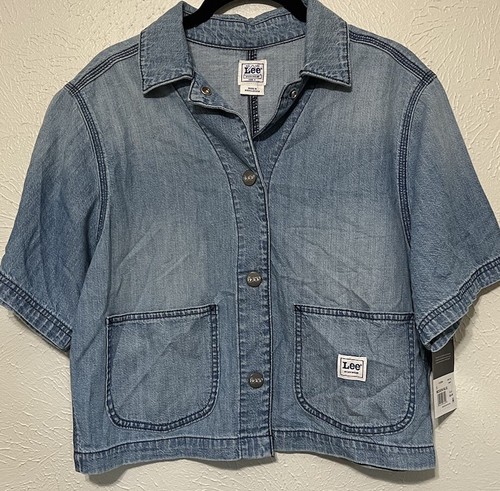 Lee Workwear Women's Small Denim Shirt Short Sleeve Cotton Chambray NWT