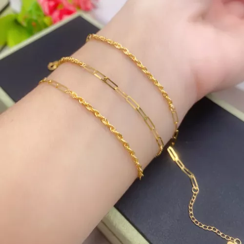 Pure Solid 18k Yellow Gold Women Bracelet 2mmW Cable Rope Chain Link - Picture 7 of 7