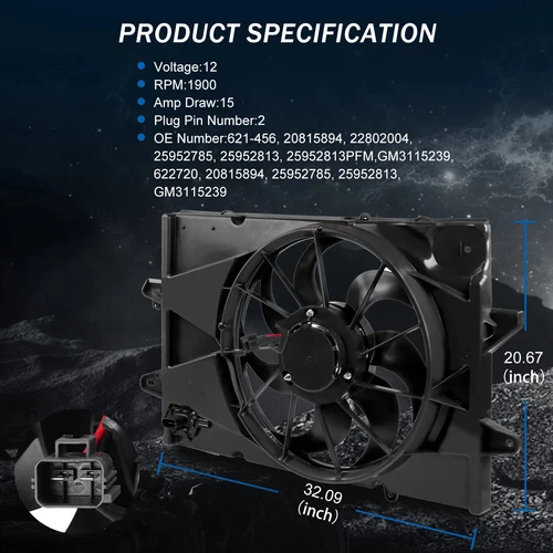 Ventilador de refrigeración del radiador de 2,4 L para Chevrolet Equinox GMC Terrain GM3115239 2010-2017 - Imagen 6 de 17