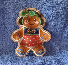 Gingerbread Lass, ALL Beads Cross Stitch Refrigerator Magnet, Made in the USA