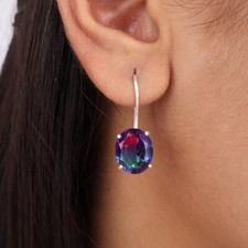 Watermelon Tourmaline Gemstone 925 Sterling Silver Handmade Drop Earrings 1.05"