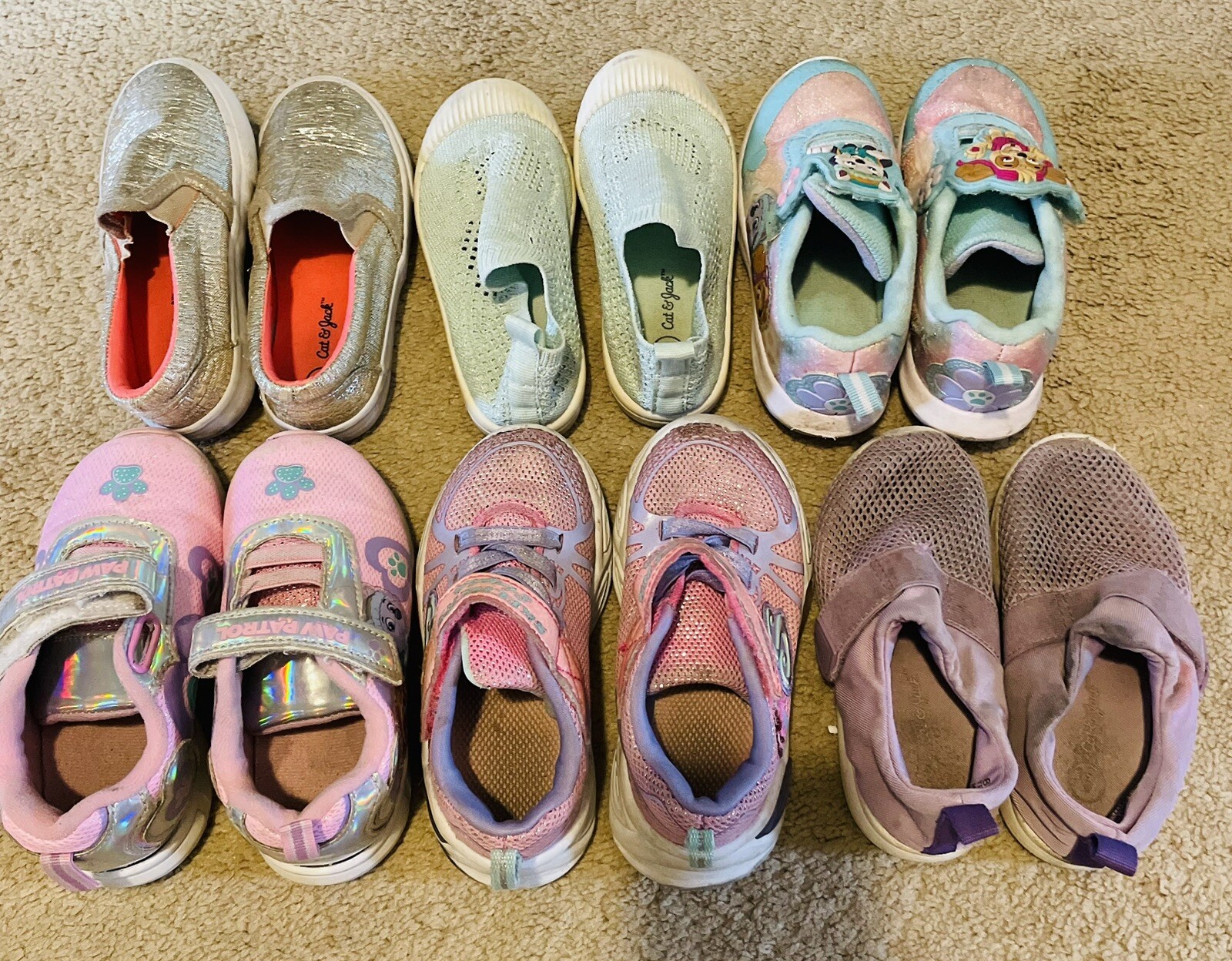 6 Pack Girl's Size 8 Tennis & Closed Toed Shoes