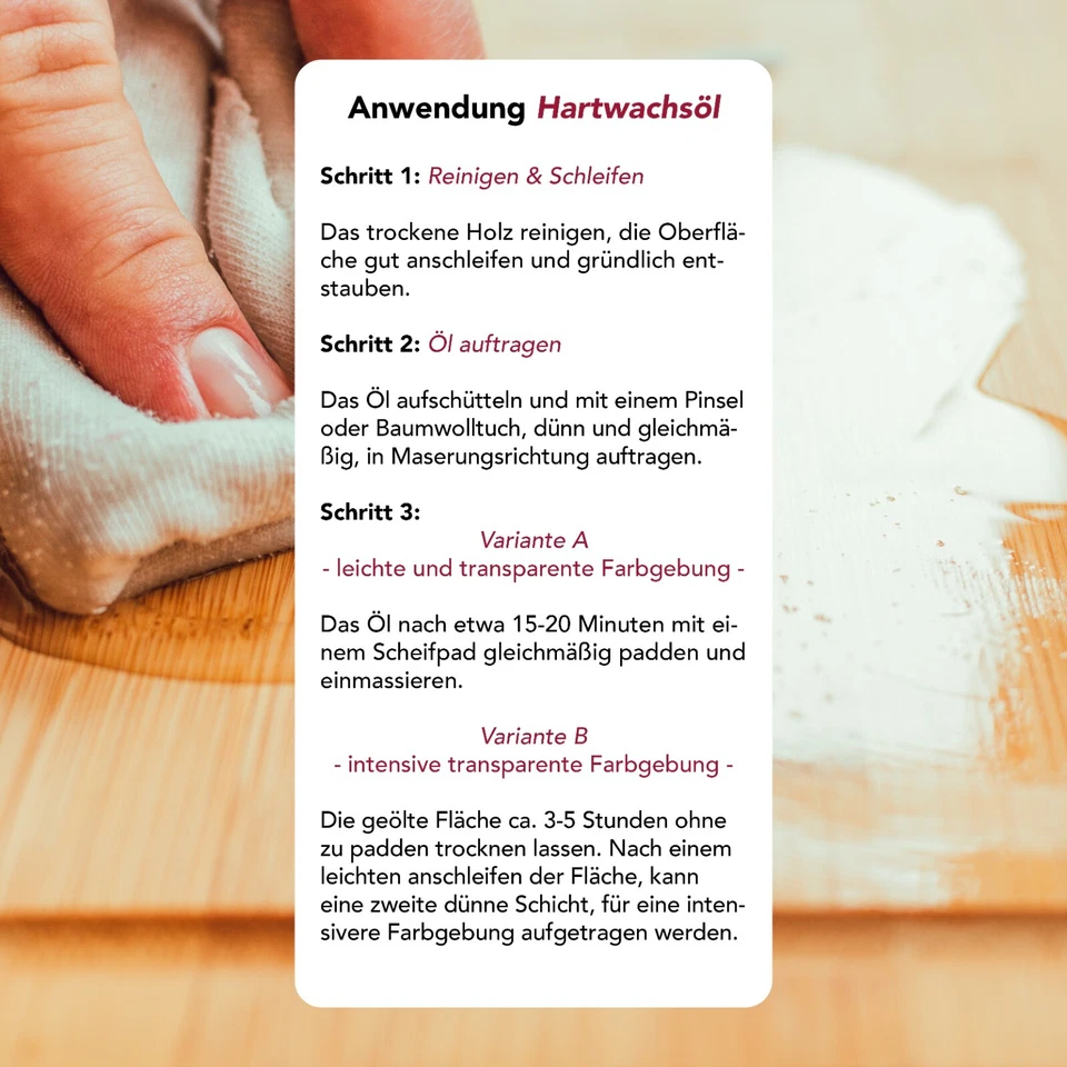 Hartwachsöl Seidenmatt Holzöl Parkettöl Möbelöl Hartöl Möbel Farblos Innen - Bild 4 von 4